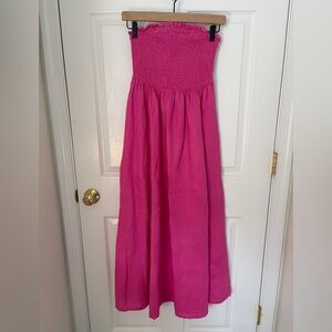 Boden Linen Pink Strapless Maxi Dress (US 6)